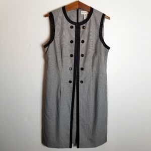 Doncaster Houndstooth Sleeveless Black and White Midi Dress